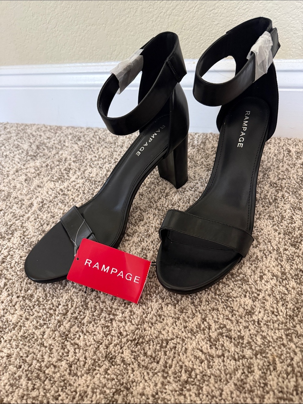 Rampage Black Ankle-Strap Block Heels